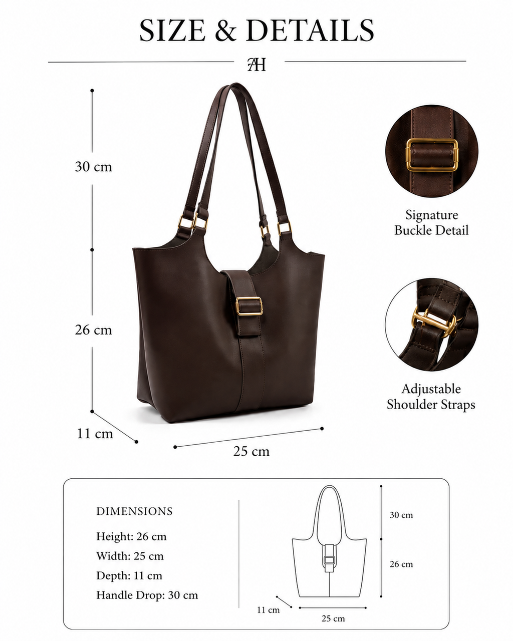 Aveline Buckle Tote Bag – Espresso Brown